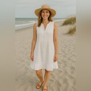 HATCH Sleeveless White Button Midi Dress Clean Girl Coquette Garden Beach Resort